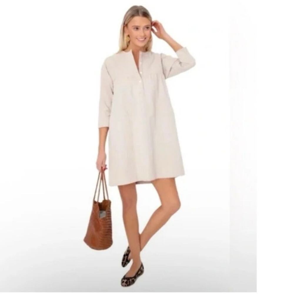 Tuckernuck Pomander Place Linen Cotton Beige Fallon Mini Dress Size XS